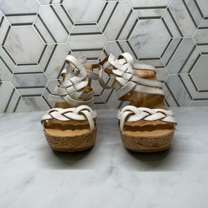 Born Crown White Cork Wedges